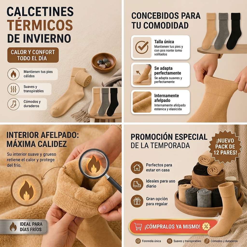 Pack 12 Calcetines Térmico Suaves Mujer