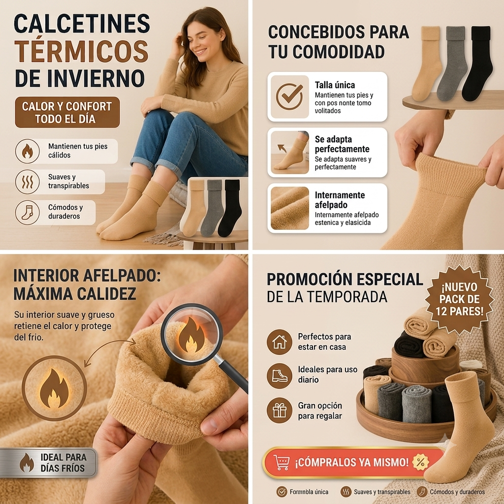 Pack 12 Calcetines Térmico Suaves Mujer